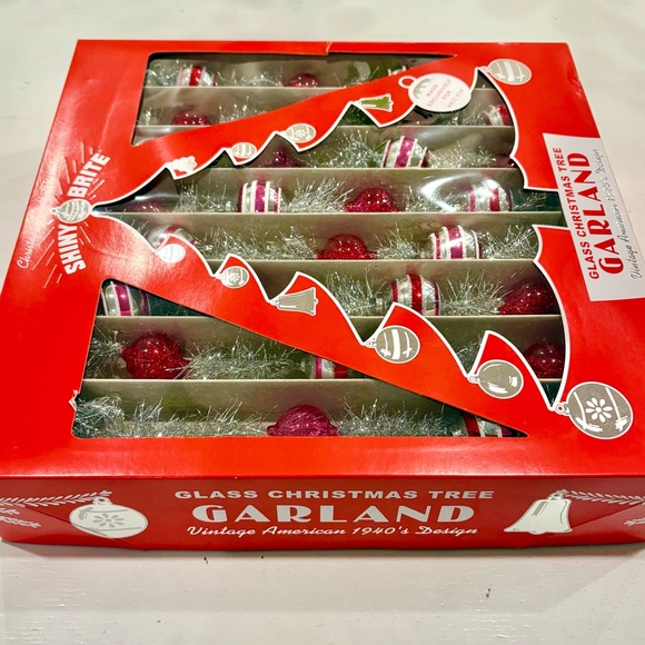 (2 boxes) Christopher Radko Shiny Brite Glass Christmas Tree Garland - Picture 2 of 5